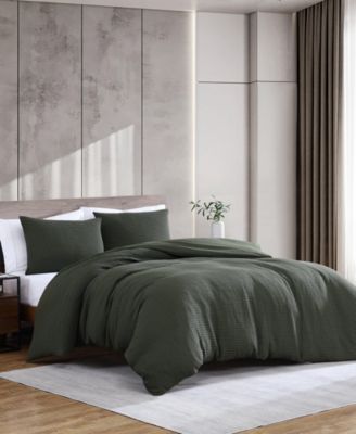 Solid Waffle 3-Pc. Duvet Cover Set, Full/Queen