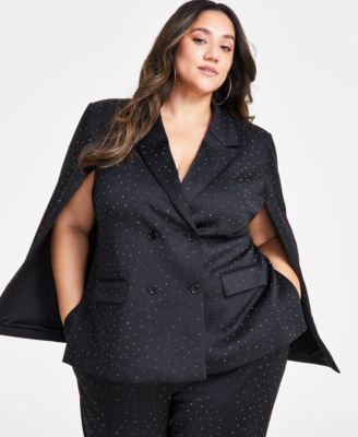 Trendy Plus Size Studded Cape Blazer