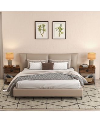 2PCS 2-tier Nightstand Bedside End Sofa Coffee Table Bedroom Living Room