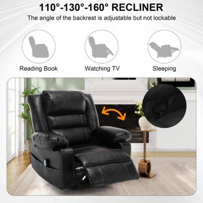 Leather Massage Recliner with Breathable Fabric