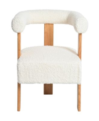 Mid-Century Barrel Accent Chair, Boucle White