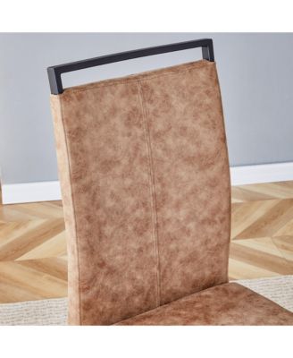 Table and chair set. Modern dining table with MDF top and beautiful MDF legs. Comes with brown comfortable chair with PU seat and metal legs. Suitable for a wide range of decorative styles.