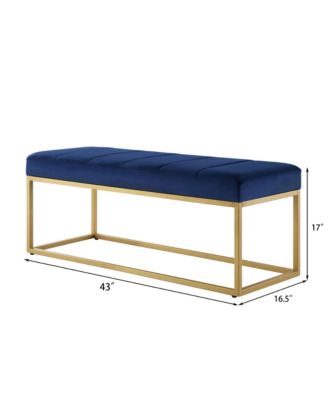 Modern Tufted Channel Entryway Bench Emerald Velvet Upholstered End of Bed Bench with Metal Frame, Footboard Bench for Living Room, Bedroom
