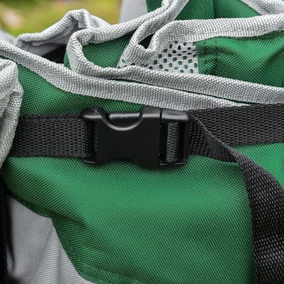 Loveseat Style Camping Chair, Oversized Folding Lawn Chair with Carry Bag & Cup Holders, for Outdoor, Beach, Picnic, Hiking, Travel, Green & Gray