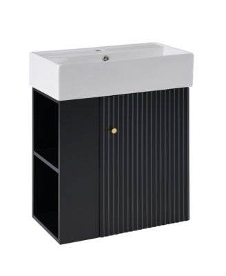 Modern 21.6" Floating Bathroom Vanity with Ceramic Basin (Left)