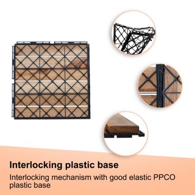 Streamdale 10PCS 12" Striped Acacia Deck Tiles