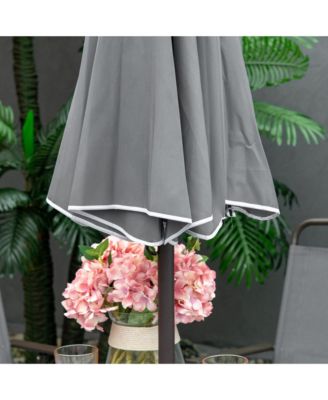 6 Piece Patio Dining Set for 4 with Umbrella, Outdoor Table and Chairs with 4 Folding Dining Chairs & Round Glass Table for Garden, Backyard and Poolside, Gray