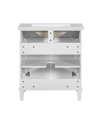 30" Vanity with Ceramic Basin and Adjustable Shelves