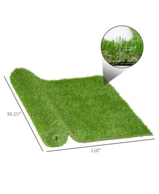 10' x 3' Artificial Turf Grass with Simulated Look & Feel UV Protection, & Drain Holes for Rain, 1.25" Height