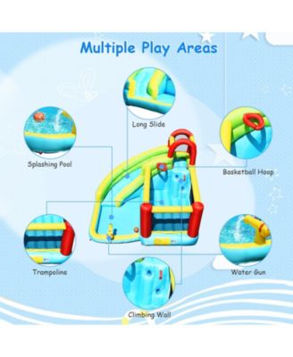 6-in-1 Inflatable Bounce House with Climbing Wall and Basketball Hoop without Blower