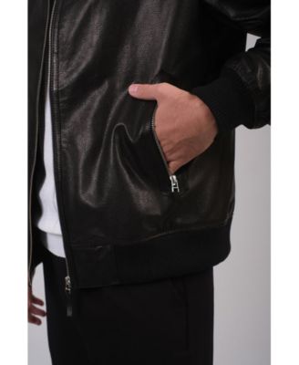 Men's Leather Jacket, Black, Created for Macy's