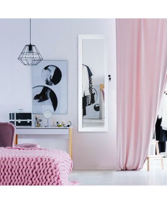 Wall Mounted Lockable Mirror Jewelry Cabinet with LED Light