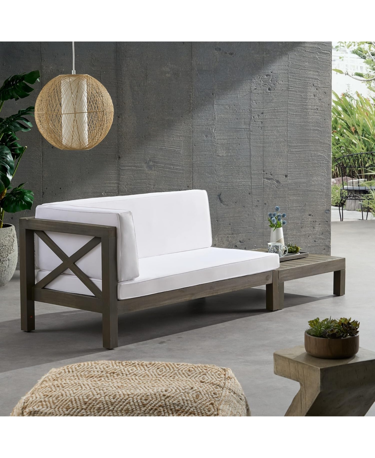 Streamdale Furniture Brava X-Back Corner Bench-l With Coffee Table,- White