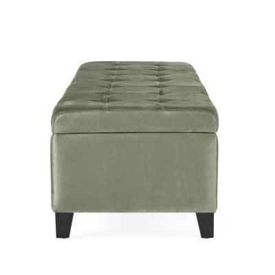Luxurious Velvet Ottoman with Lift-Top Storage and Waffle Stitching
