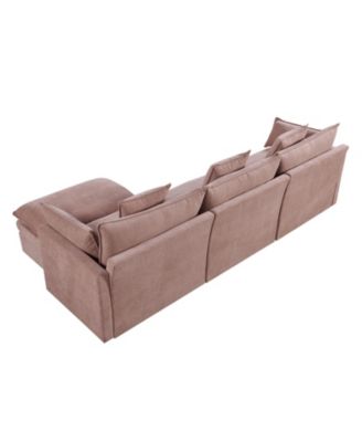 108.66" Modern Chenille L-shaped Sectional Sofa with Convertible Chaise, Comfy Cloud Couch Deep Sectional Sofa with Ottomans for Living Room