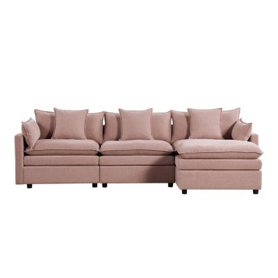 108.66" Modern Chenille L-shaped Sectional Sofa with Convertible Chaise, Comfy Cloud Couch Deep Sectional Sofa with Ottomans for Living Room