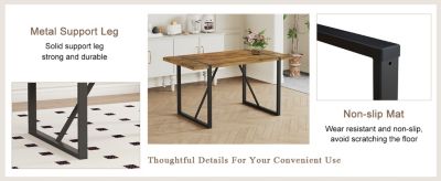 Vintage Wood Dining Set with Leather Accents