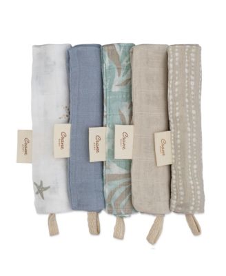 Crane Baby - Infants Cove Sea Life Wash Cloths, 5-Piece Set