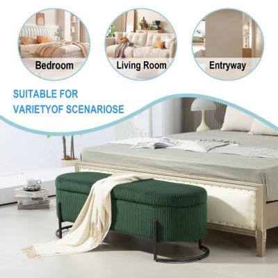 Streamdale Emerald Upholstered Storage Ottoman Bench