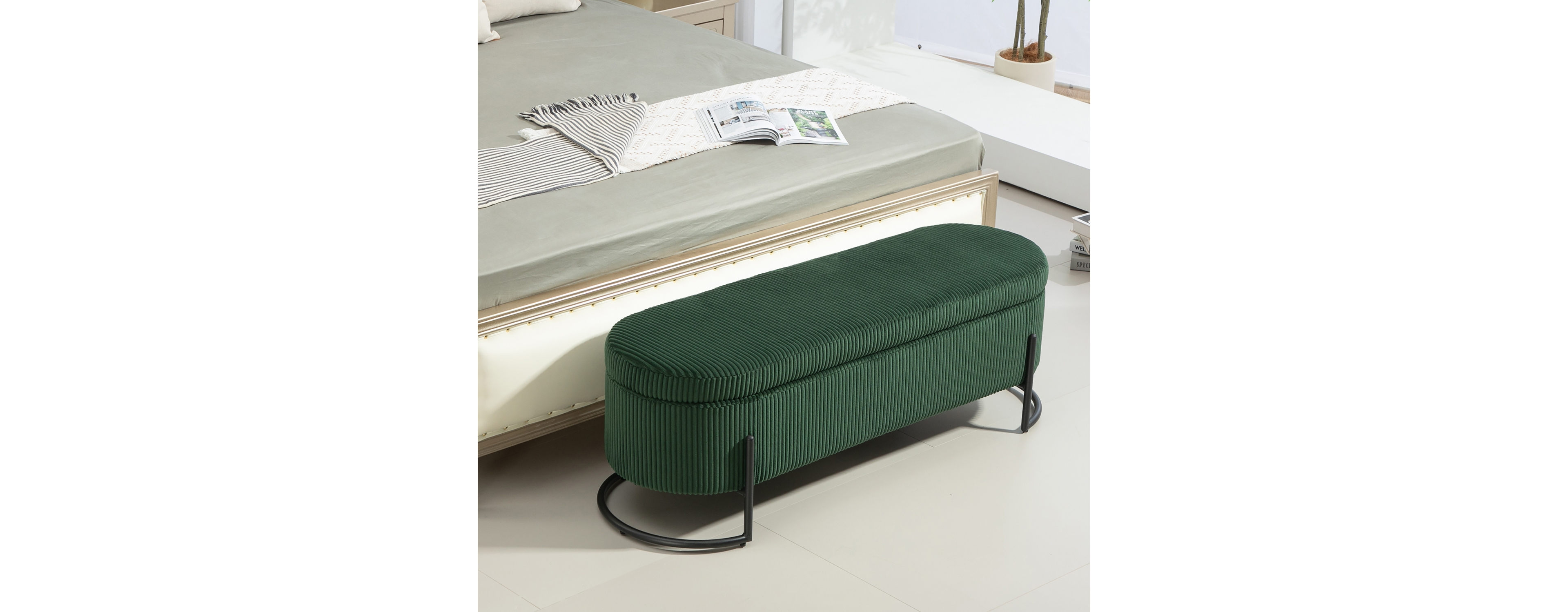 Streamdale Emerald Upholstered Storage Ottoman Bench