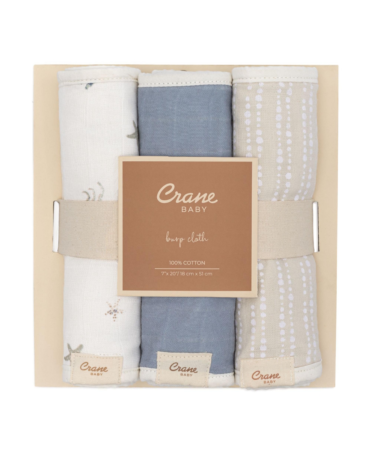 Crane Baby Infants Cove Ocean Baby Burp Cloth, 3-pc. Set In Blue