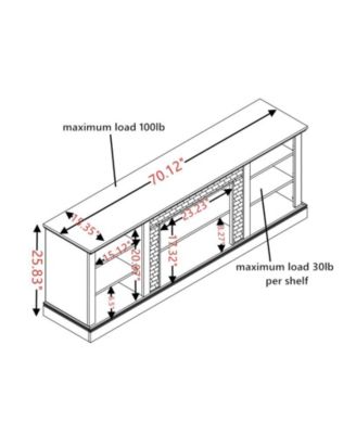 Large TV Desk Storage Rack with Faux Stacked Stone Surround, Media Console Table with Large Storage Cabinet, Modern TV Stand with 23" Fireplace Insert, GREY, 70.12" W15.35" D25.83" H