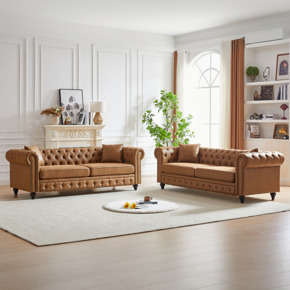 Streamdale Furniture 3 Seats + 3 Seats Combo Sofa Modern living room sofa with solid wood frame and wooden feet, 4 cushions, apartment sofa furniture