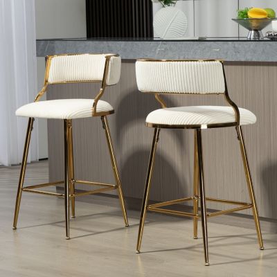 Corduroy Counter Height Bar Stools with Back