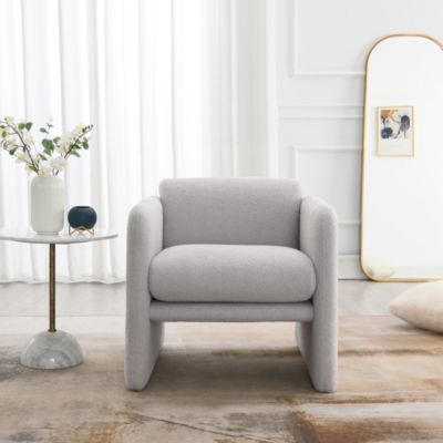 Teddy Fabric Armchair with Metal Accents