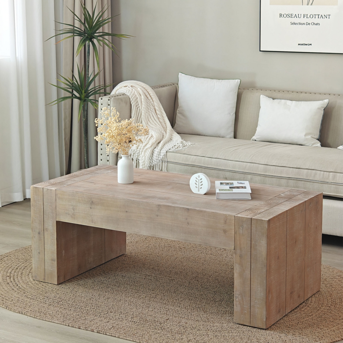 Streamdale Furniture Natural Wood Living Room Table Versatile Tea Table, Rustic Wood Coffee Table
