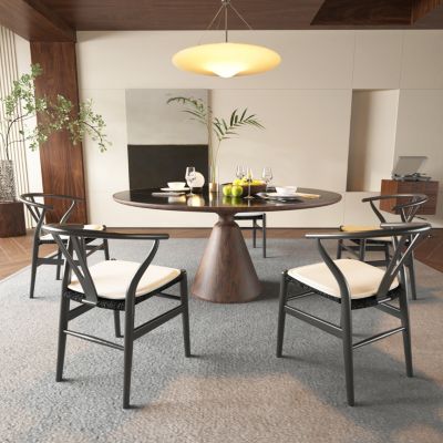 Wishbone Chairs for Dining Room, Soild Wood Weave Dining Chair, Armchair, Fully Assembled, Set of 2