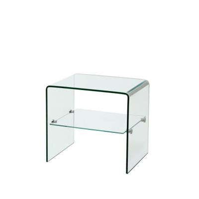 Streamdale Clear Glass Side & End Table, Tempered Glass End Table Small Table
