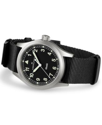 Men's Swiss Khaki Field Black Textile Strap Watch 38mm