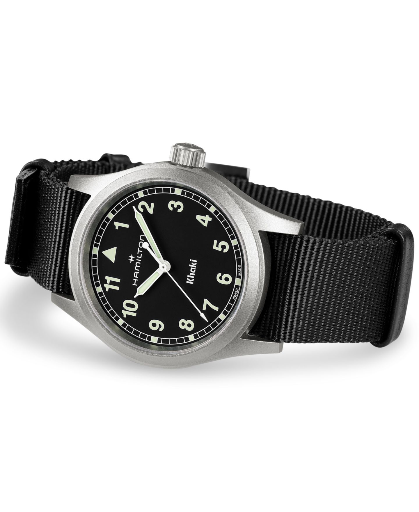 Мужские часы Hamilton Swiss Khaki Field Black Textile Strap Watch 38mm — фото 3