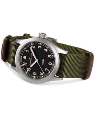 Men's Swiss Khaki Field Green Textile Strap Watch 38mm