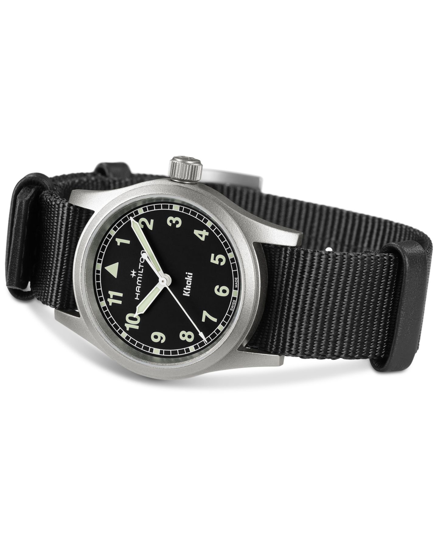 Женские часы Hamilton Swiss Khaki Field Black Textile Strap Watch 33mm — фото 3