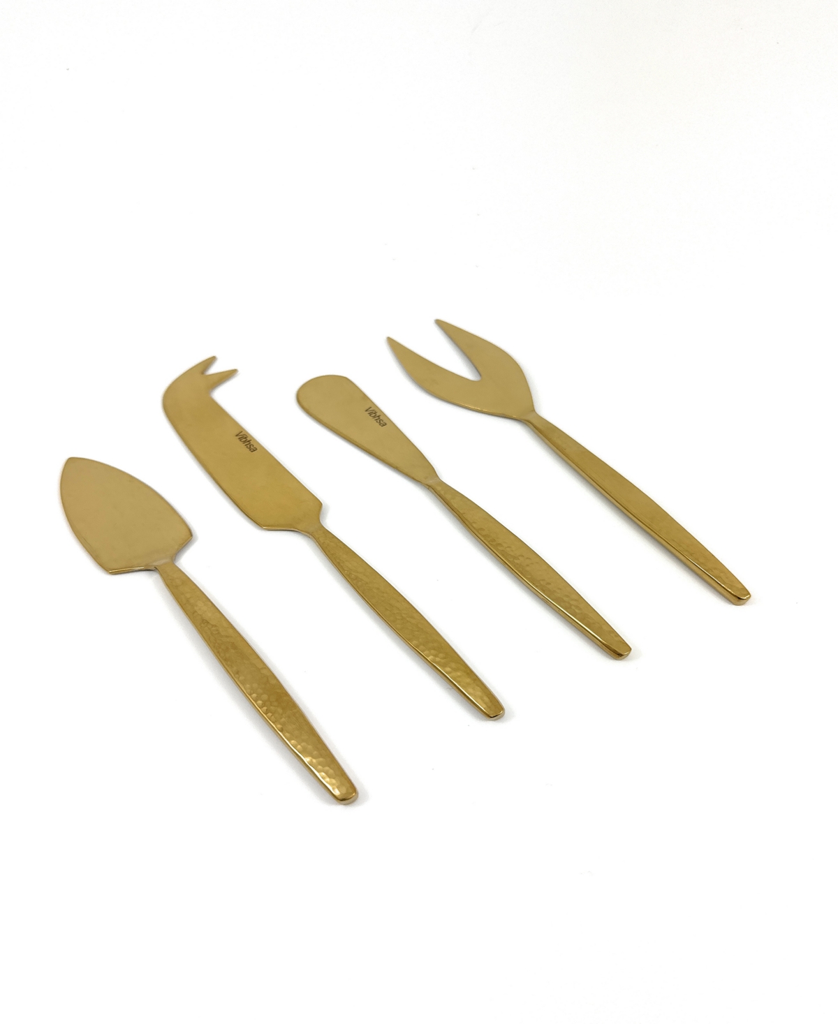 Vibhsa Full Hammered 4-pc. Cheese Knives Set, Serving For 4 In Golden