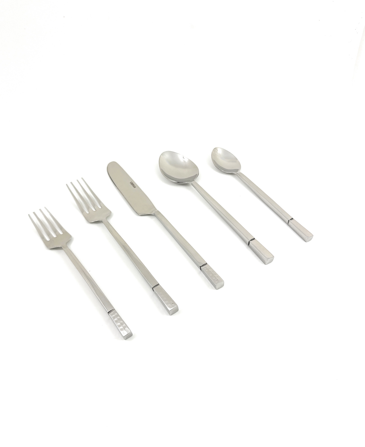 Vibhsa Square End 20-pc. Flatware Set, Serving For 4 In Silver Glossy Finish