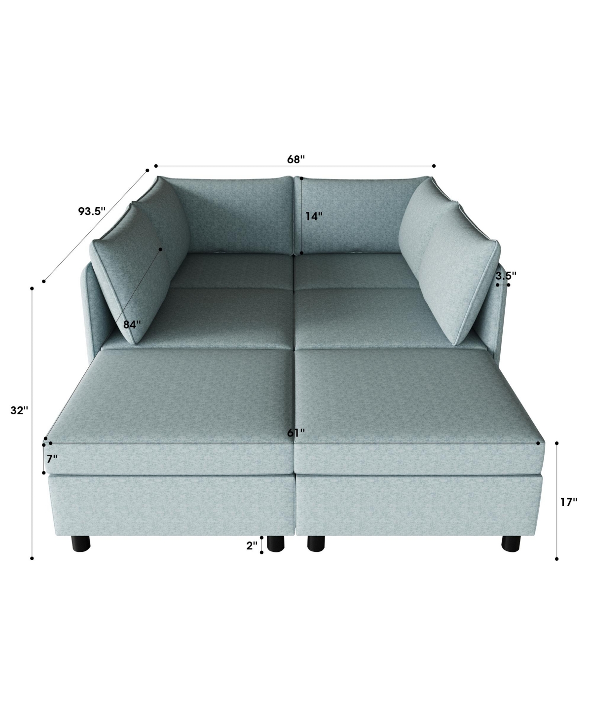 Streamdale Furniture Modular Sectional Sofa, Convertible Sofa Seat With Storage, Sleeper Sectional Sofa Set