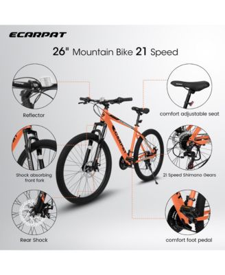 26-inch mountain bike adult aluminum frame shock absorbing front fork bike 21-speed disc brake mountain bike