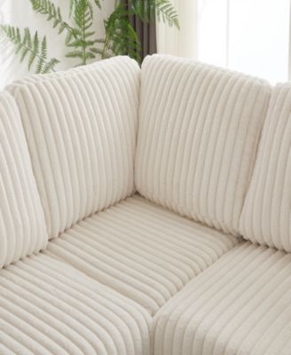 Oversized Corduroy Corner Sofa with Storage and Amenities