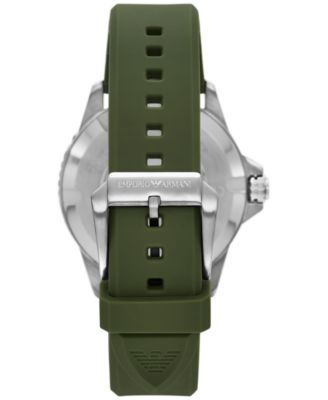 Emporio Armani Men's Sea Explorer Green Silicone Strap Watch 42mm