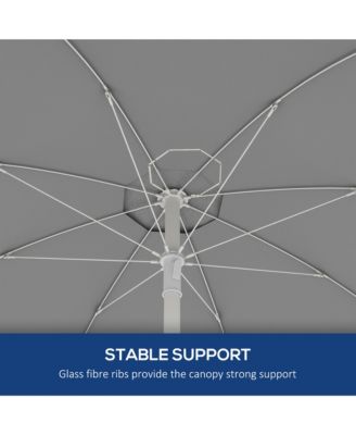 5.7' Portable Beach Umbrella with Tilt, Adjustable Height, 2 Cup Holders & Hooks, UV 40+ Ruffled Outdoor Umbrella with Vented Canopy, Blue White Stripe