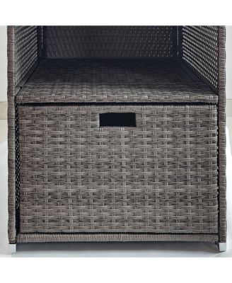 Valet Pool Towel Rack, Waterproof PE Plastic Rattan Wicker Storage Organizer, Indoor Outdoor Spa, and Hot Tub Accessory Storage, 2 Shelves, 1 Basket Drawer, Mixed Gray