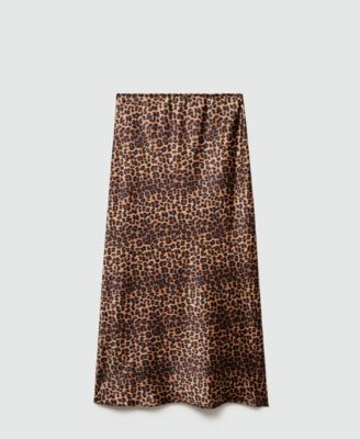MANGO Women's Leopard-Print Satin Skirt Macy's