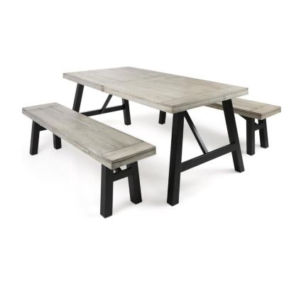 Streamdale Valverde 3-Piece Gray Acacia Wood Picnic Dining Set