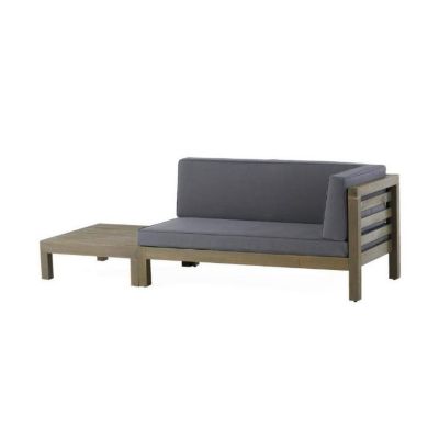 Streamdale Oana Right Corner Bench And Coffee Table, Dark Grey