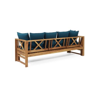 Rustic Acacia Wood Expandable Daybed With Water-Resistant Cushions