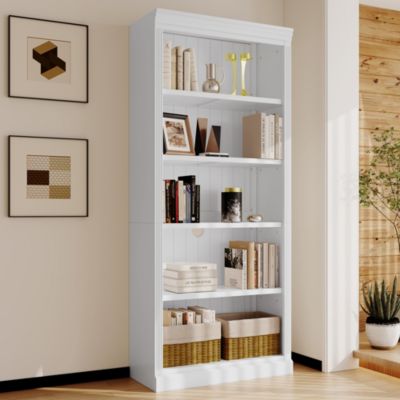 Streamdale Stylish 5-Tier Wood Bookcase with Adjustable Shelves