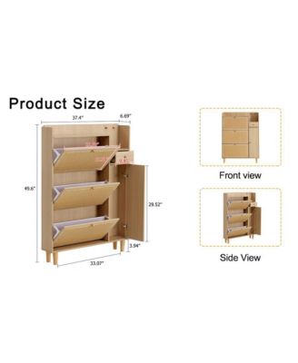 Streamdale Minimalist Storage Cabinet, Rattan Accent